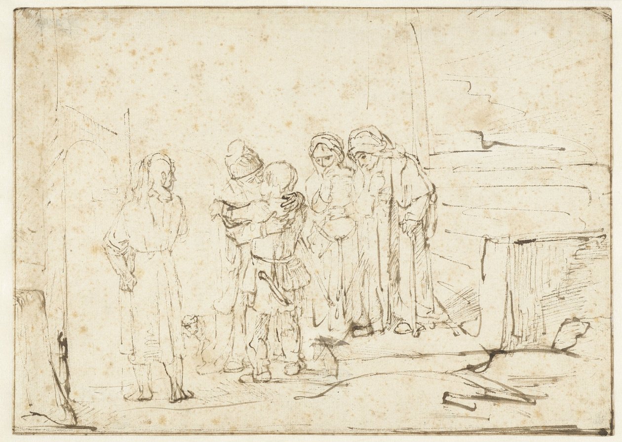 Tobias ja enkeli jättävät Raguelille jäähyväiset tekijältä Rembrandt van Rijn