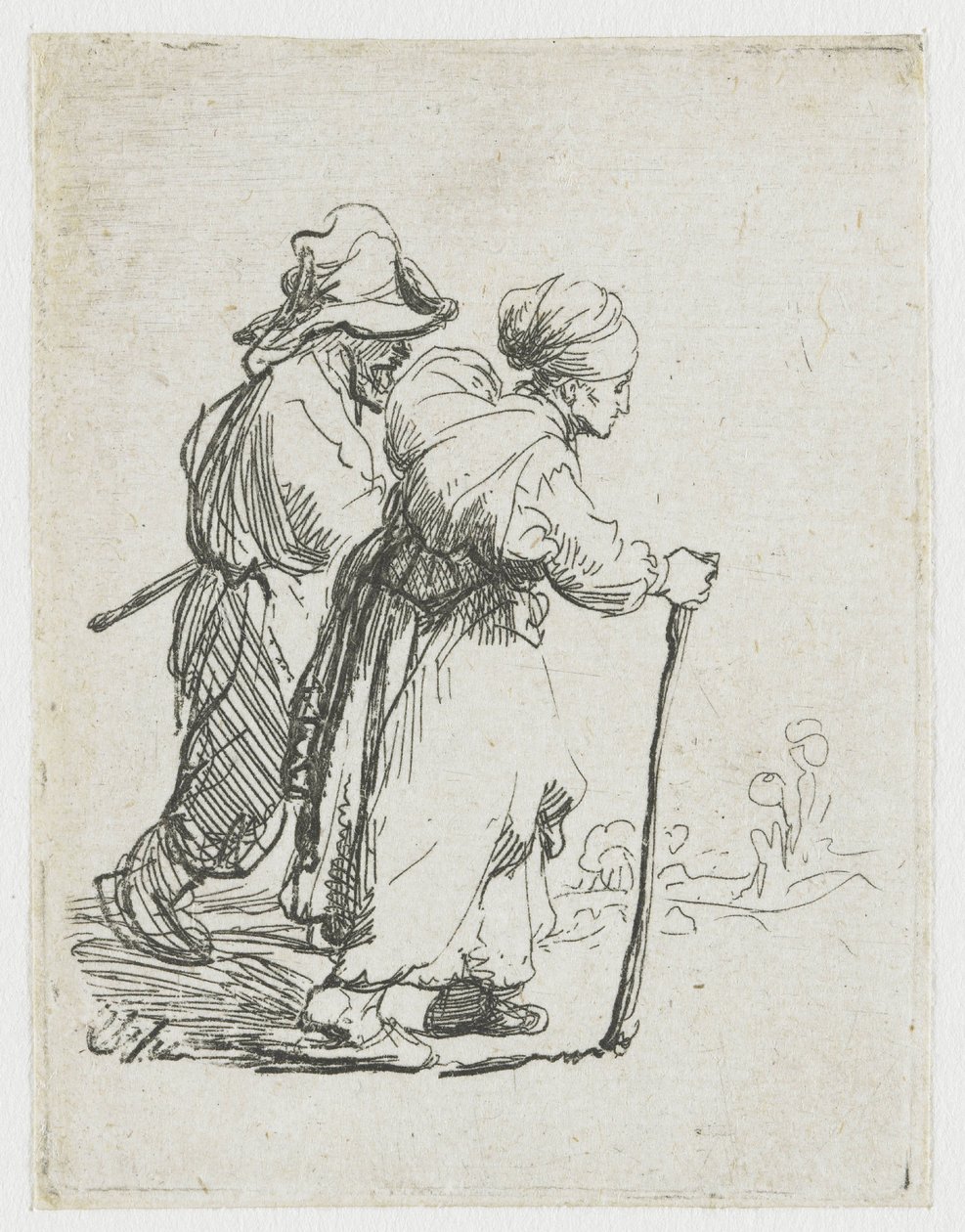 Kaksi kulkuria, mies ja nainen tekijältä Rembrandt van Rijn