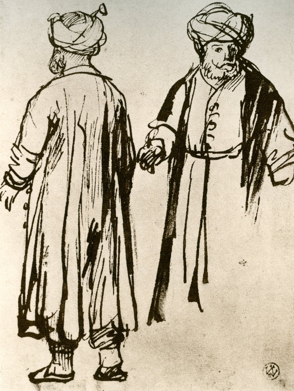 Kaksi turkkilaista kävelemässä, 1913. tekijältä Rembrandt van Rijn