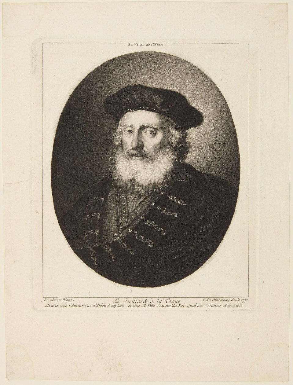 Vanha mies lakki päässä tekijältä Rembrandt van Rijn