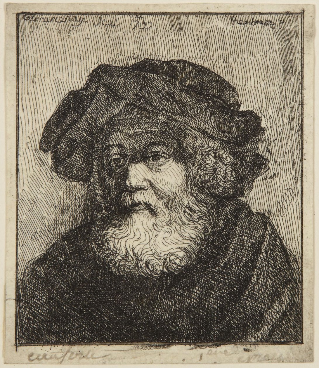 Vanha mies lakki päässä tekijältä Rembrandt van Rijn