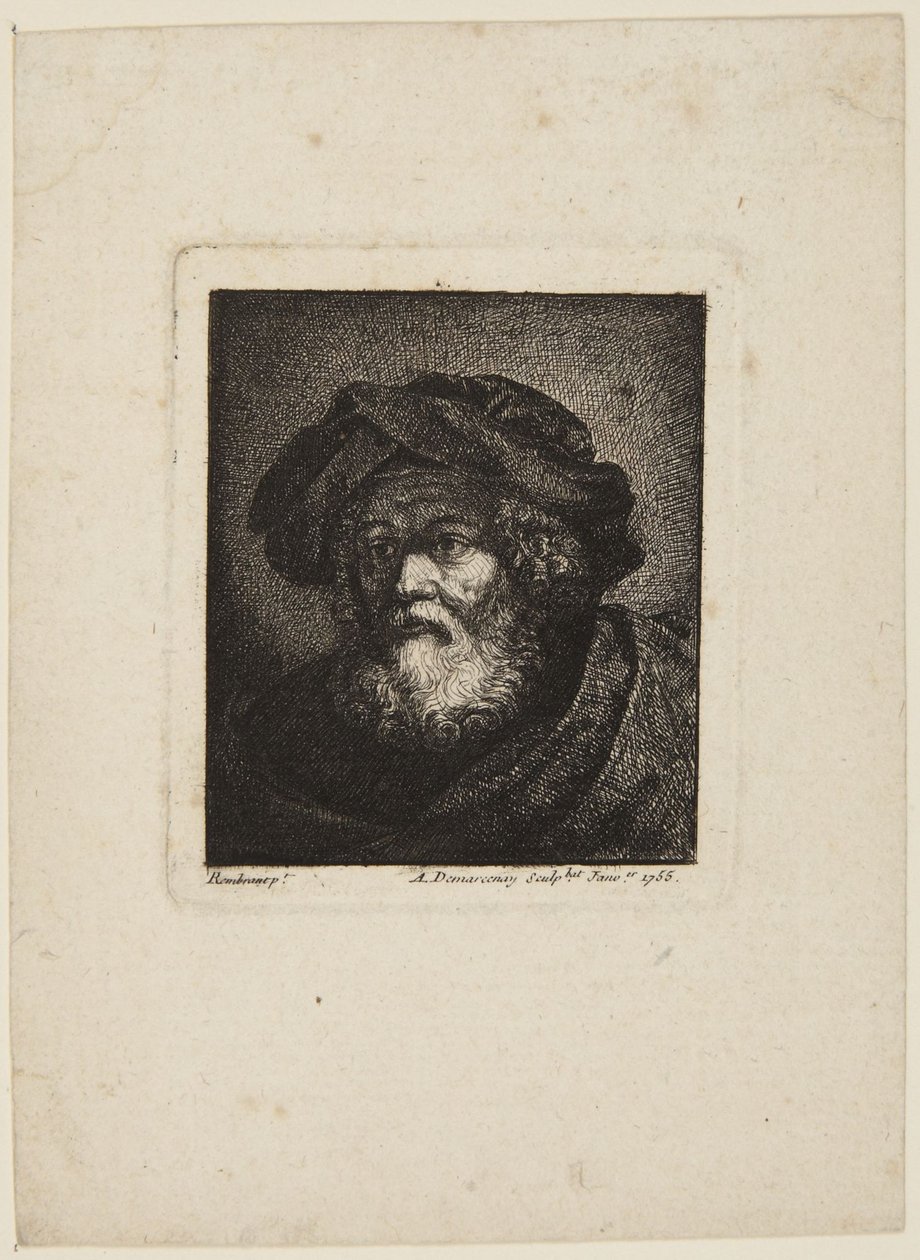 Vanha mies lakki päässä tekijältä Rembrandt van Rijn