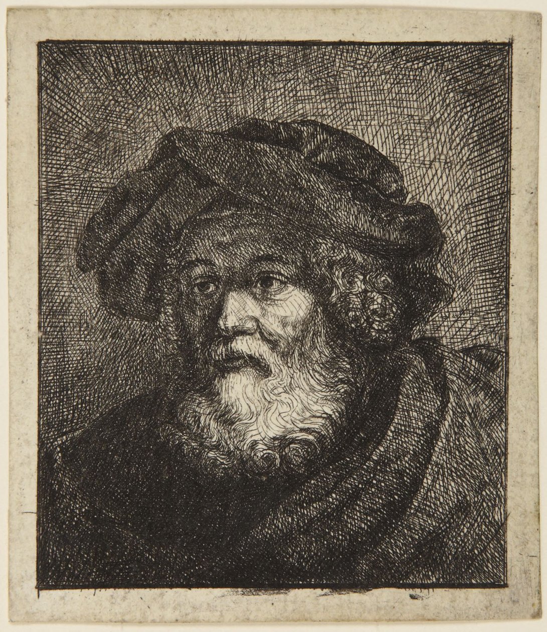 Vanha mies lakki päässään tekijältä Rembrandt van Rijn