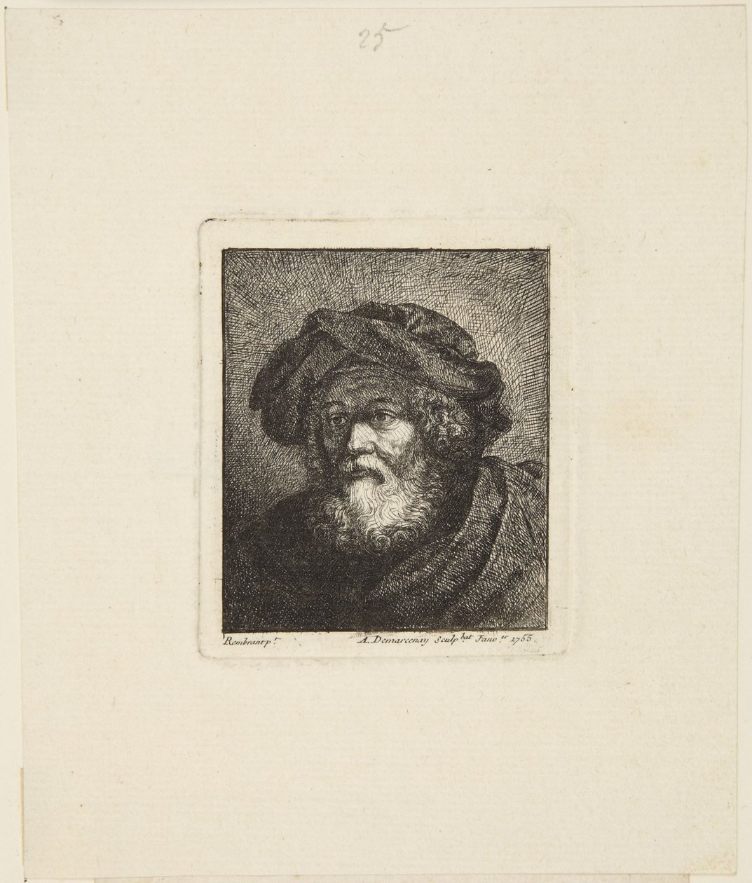 Vanha mies toque-lakki päässä tekijältä Rembrandt van Rijn