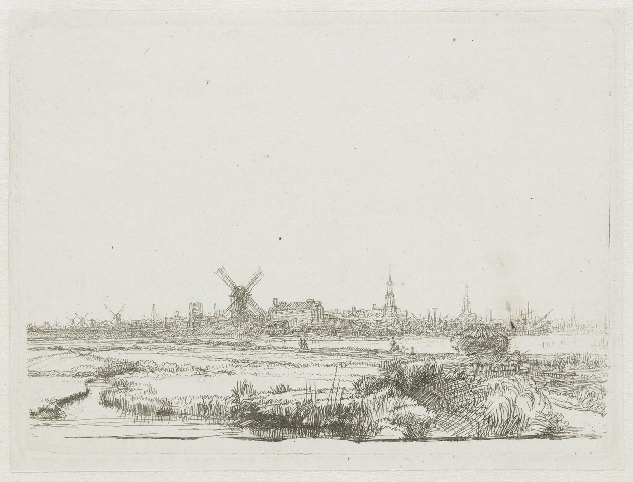 Näkymä Amsterdamiin Kadijkilta tekijältä Rembrandt van Rijn