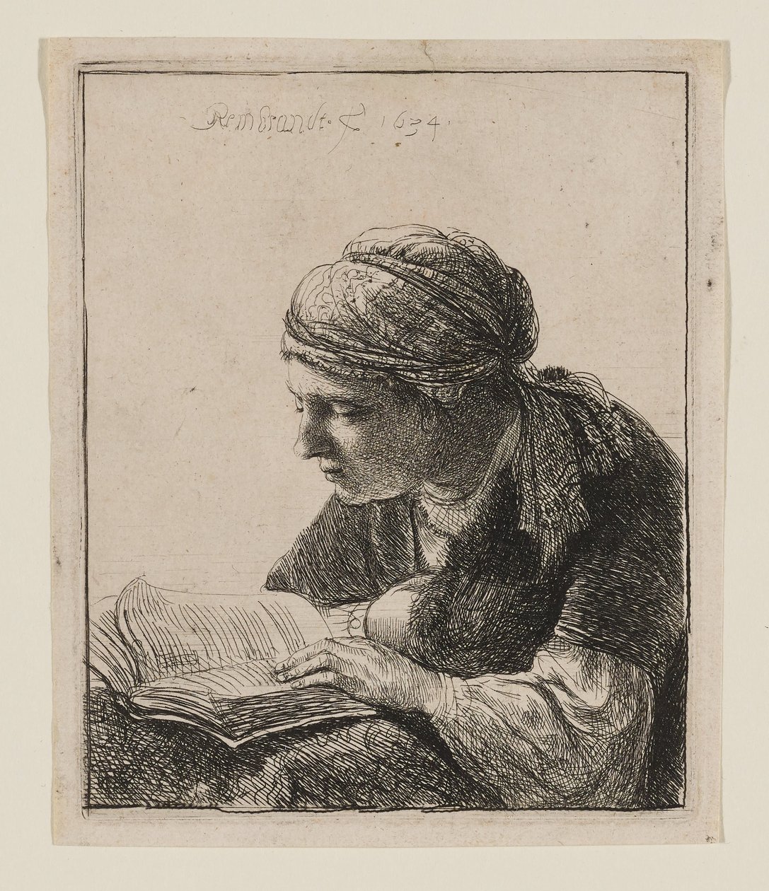 Lukeva nainen tekijältä Rembrandt van Rijn