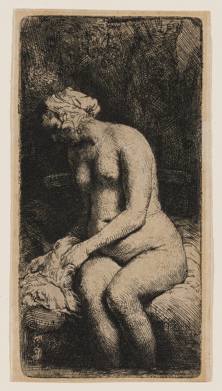Nainen, jonka jalat ovat purossa tekijältä Rembrandt van Rijn