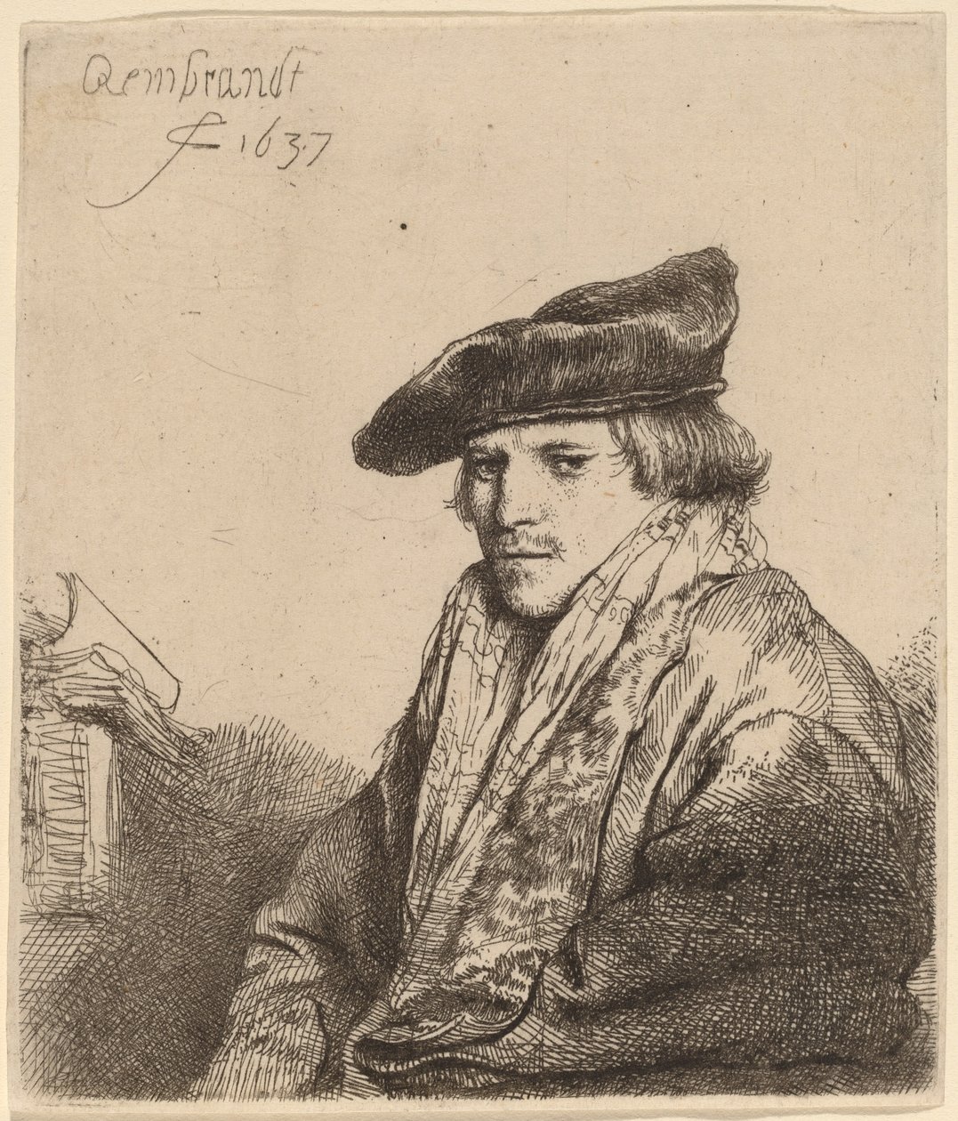 Nuori mies samettilipsissä (Ferdinand Bol?) tekijältä Rembrandt van Rijn