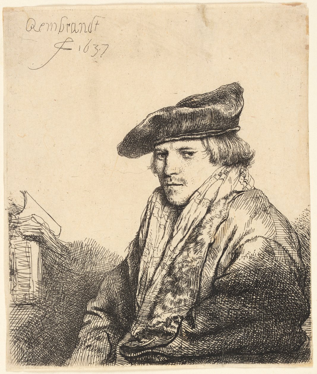 Nuori mies samettilipsissä (Ferdinand Bol?) tekijältä Rembrandt van Rijn