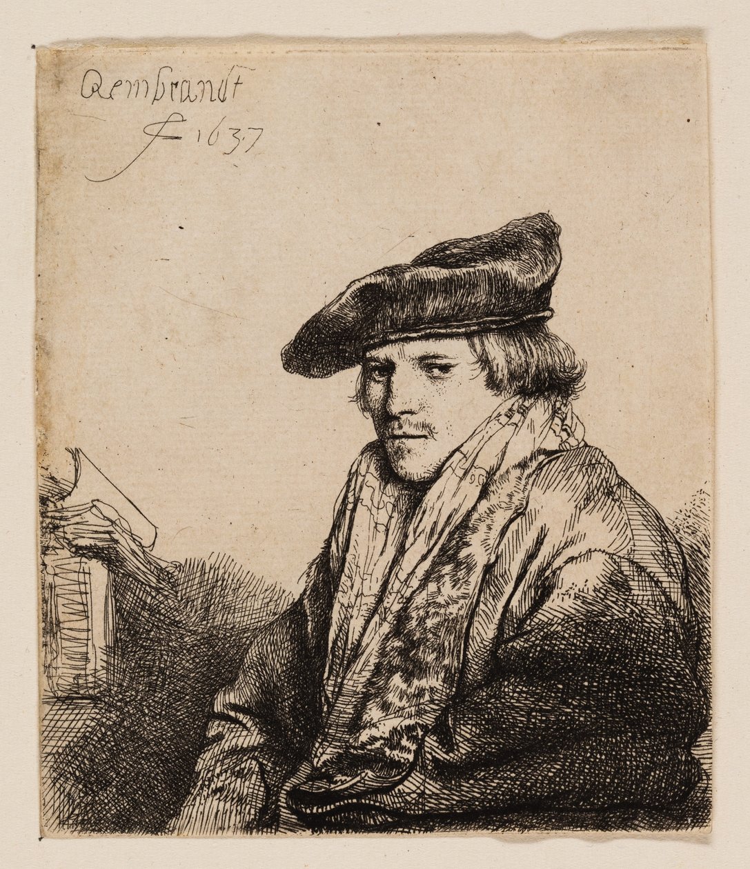 Nuori mies samettilipsissä (Petrus Sylvius?) tekijältä Rembrandt van Rijn