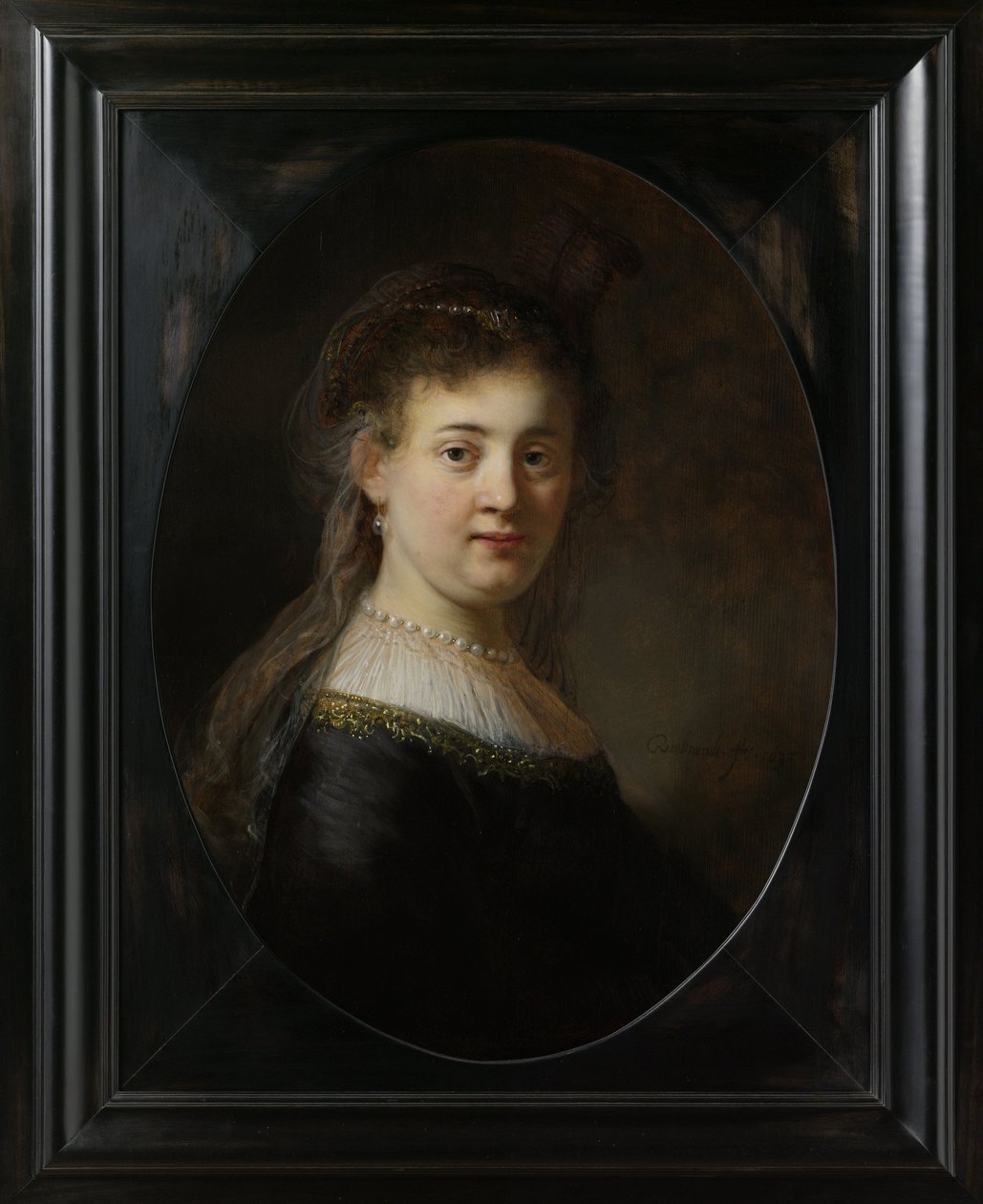 Nuori nainen fantasiaasussa, 1633 tekijältä Rembrandt van Rijn