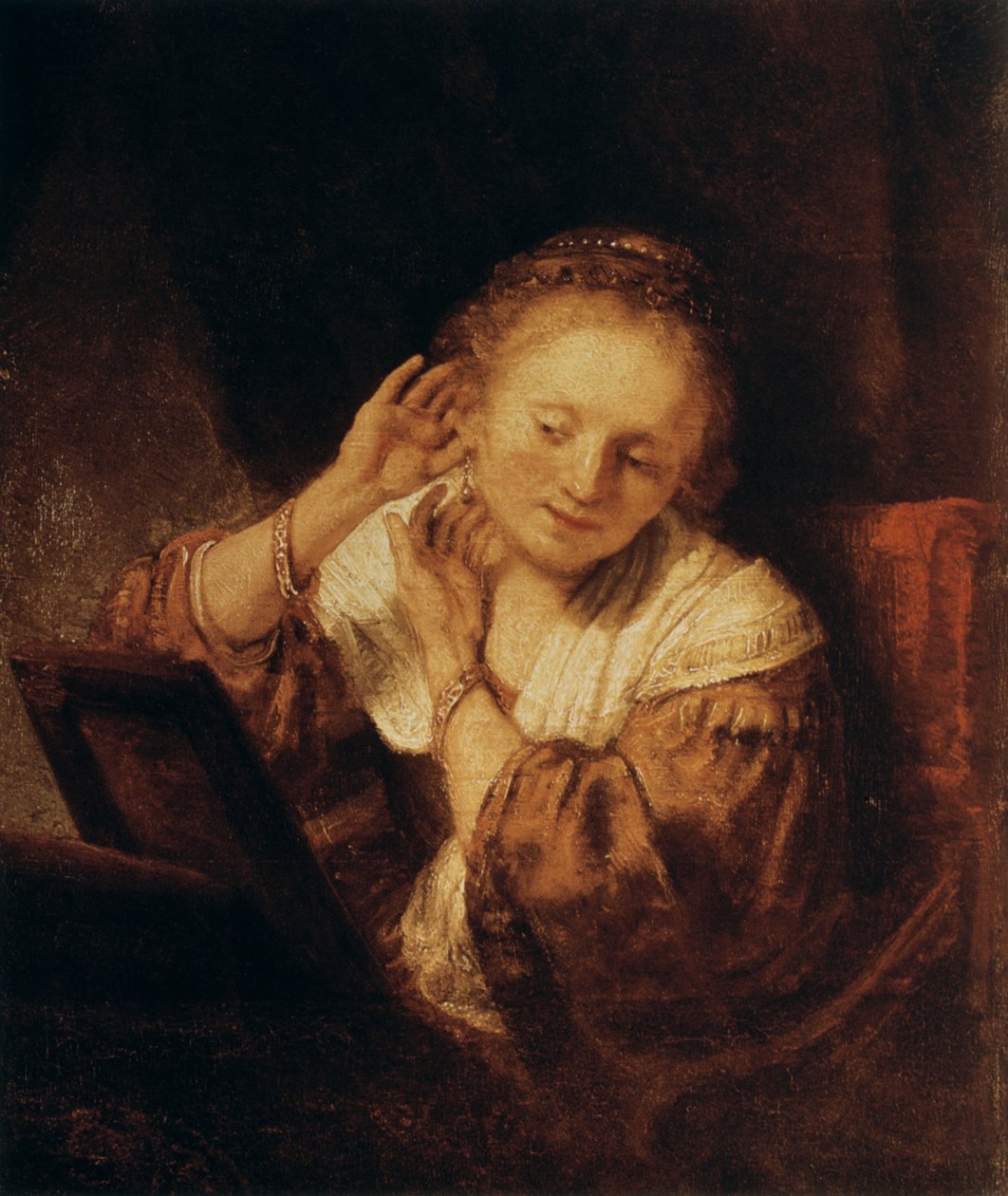 Nuori nainen korvakoruineen, 1657 tekijältä Rembrandt van Rijn