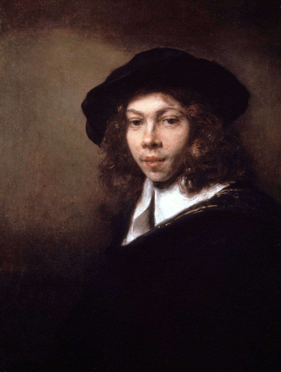 Nuori mustahattu, 1666 tekijältä Rembrandt van Rijn