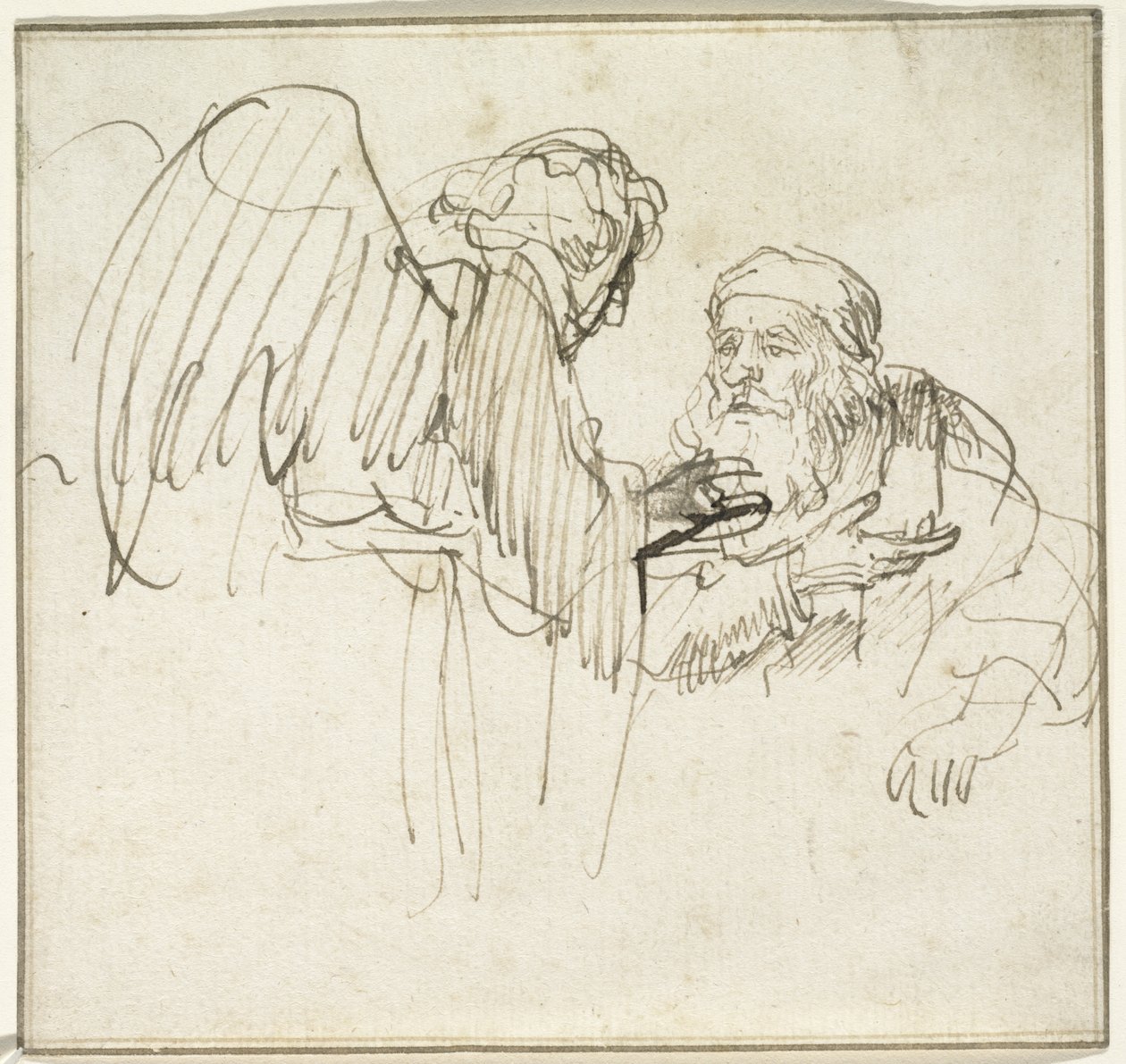 Sakarias ja enkeli, n. 1635 tekijältä Rembrandt van Rijn