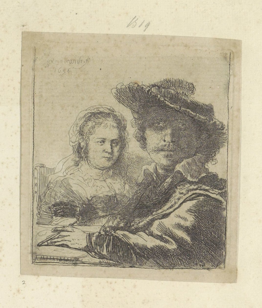 Zelfportret laittaa Saskian Kokoelma kahdeksankymmentäviisi alkuperäistä vedosta (sarjan nimi) tekijältä Rembrandt van Rijn