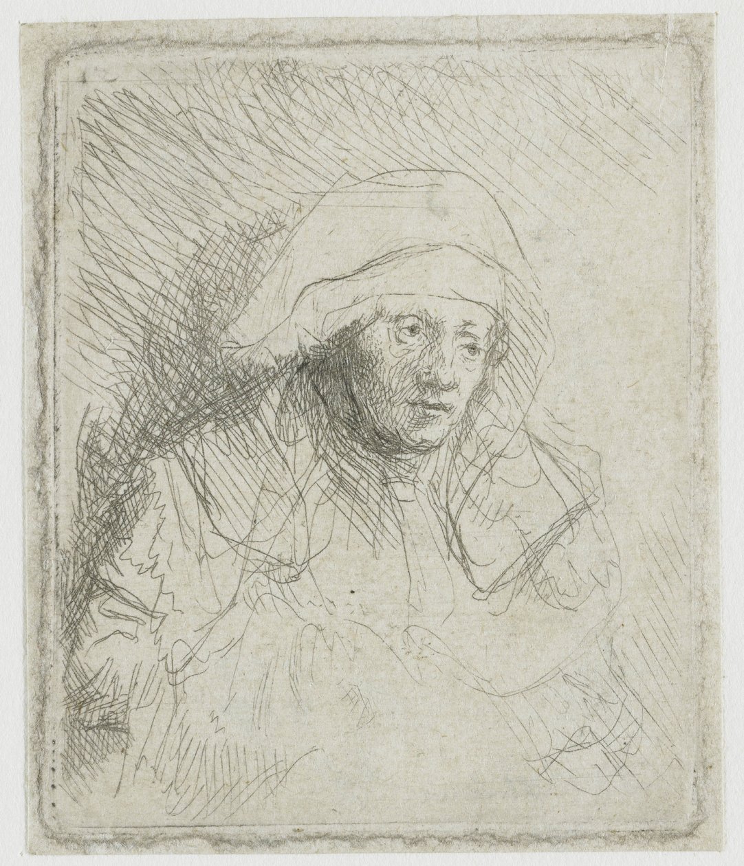 Sairas nainen, jolla on valkoinen huivi (Saskia) tekijältä Rembrandt van Rijn