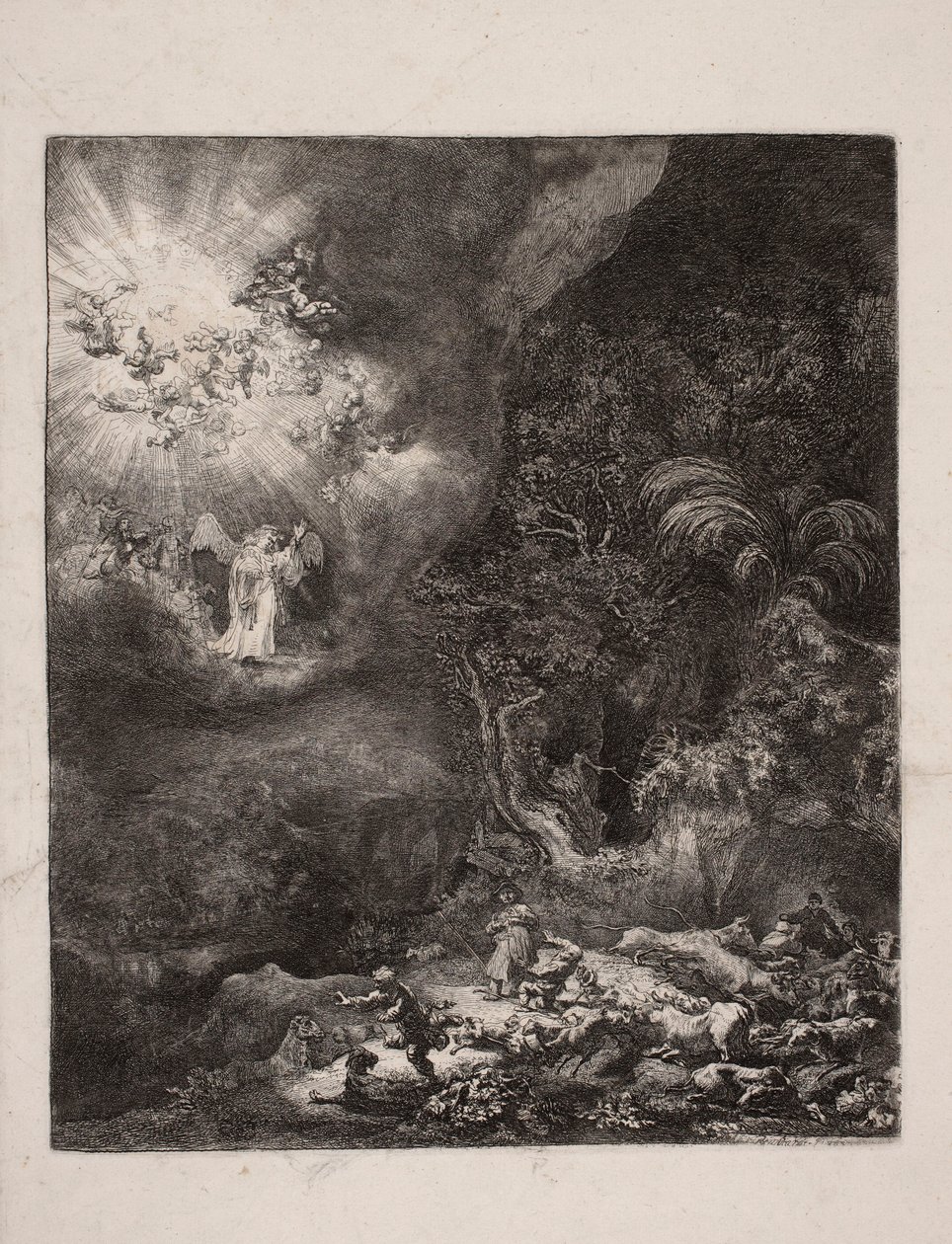 Ilmoitus paimenille tekijältä Rembrandt van Rijn