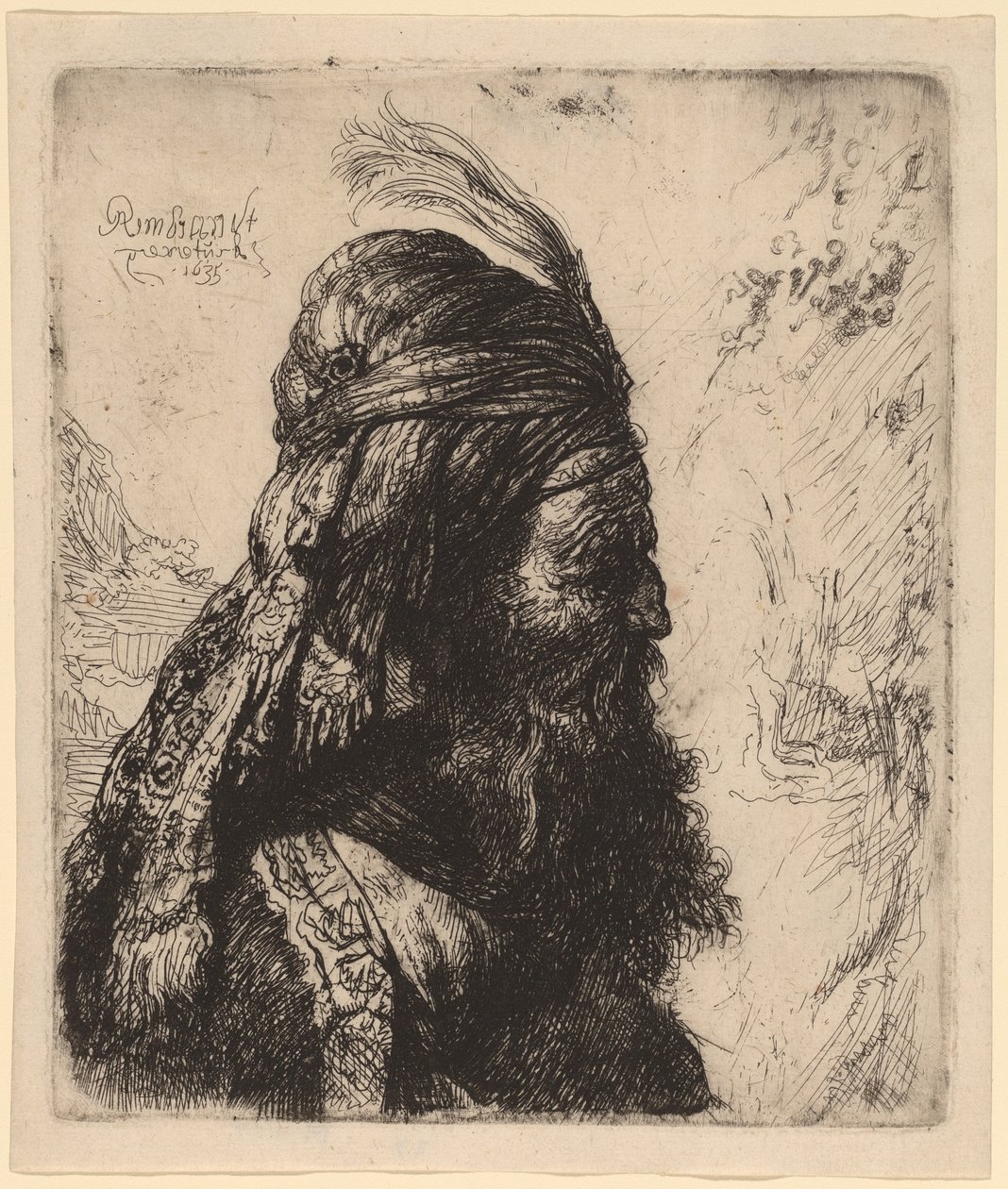 Kolmas itämainen pää tekijältä Rembrandt van Rijn and Studio of Rembrandt
