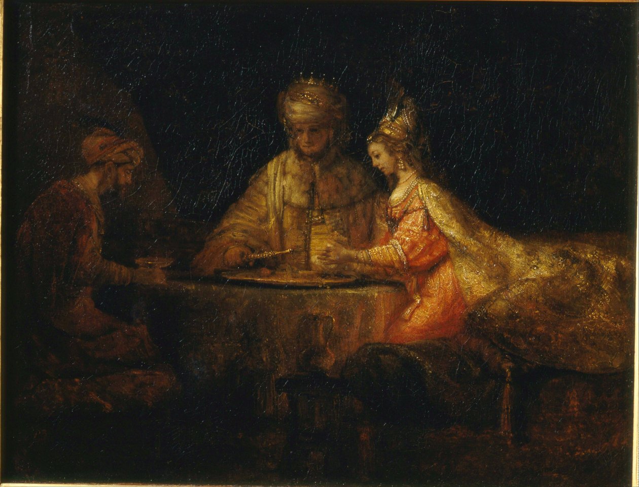 Ahasveros, Haman ja Ester tekijältä Rembrandt van Rijn