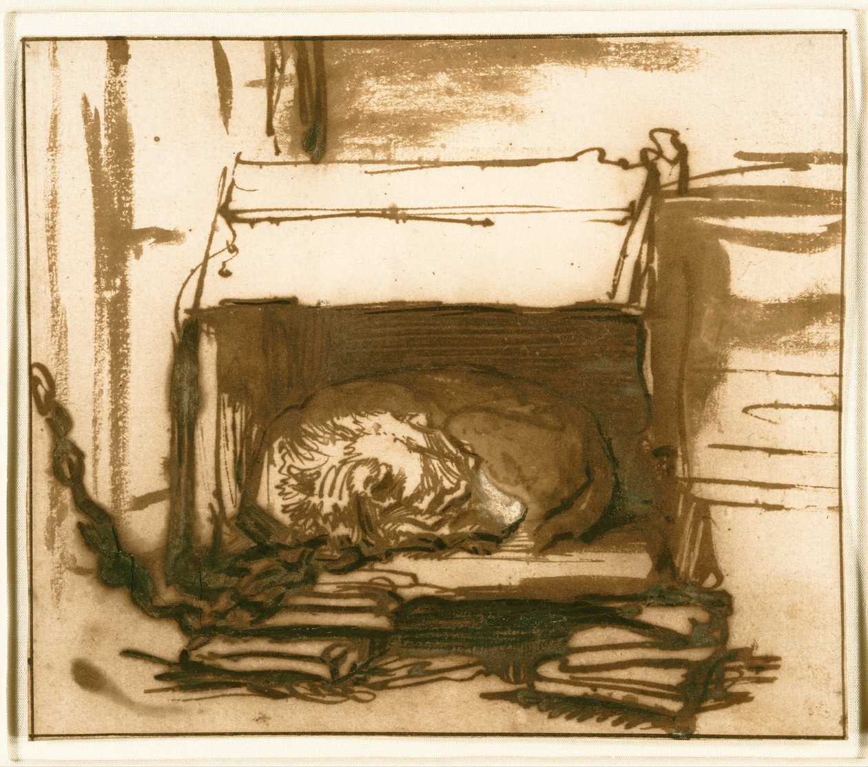 Nukkuva vahtikoira tekijältä Rembrandt van Rijn