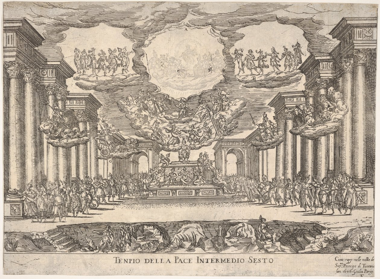 Kuudes välikappale: rauhan temppeli Intermedio sesto: tempio della pace, sarjasta S..., 1608. tekijältä Remigio Cantagallina