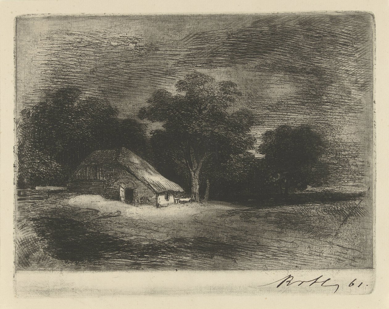 maatila puiden lähellä tekijältä Remigius Adrianus Haanen (signed by artist)