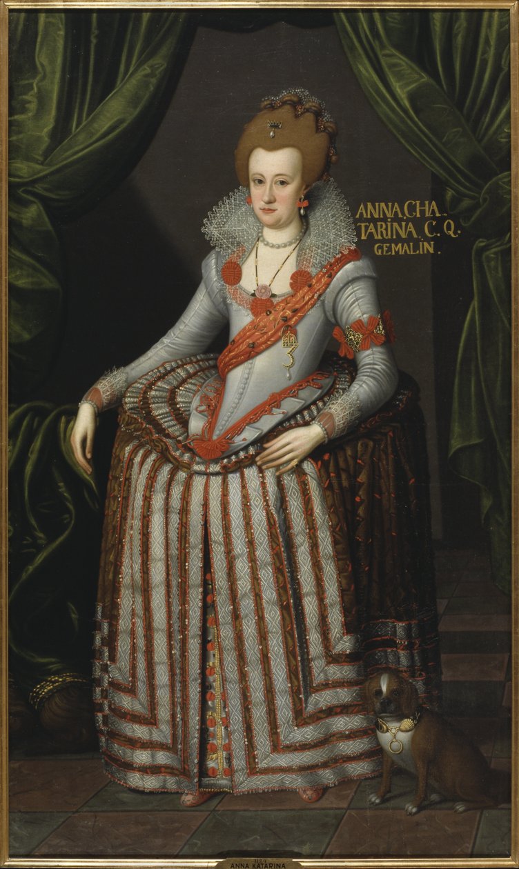 Brandenburgin prinsessa Anne Catherine, Tanskan Norjan kuningatar puoliso - Muotokuva Brandenburgin prinsessa Anne Katariinasta (1575-1612), Tanskan ja Norjan kuningatar, Petersen (Piettersz), Remmert (n. 1575-1649). Öljy kankaalle. Koko: 207x123 c tekijältä Remmert (c.1575 1649) Petersen