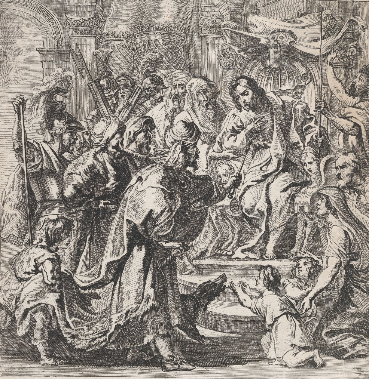 Cambyses rankaisee epäoikeudenmukaista tuomaria Sisamnesta, n. 1630-80, n. 1630-80. tekijältä Remoldus Eynhoudts