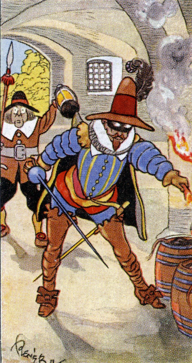 Ruutijuonen löytäminen ja Guy Fawkesin vangitseminen, 1936 tekijältä René Bull