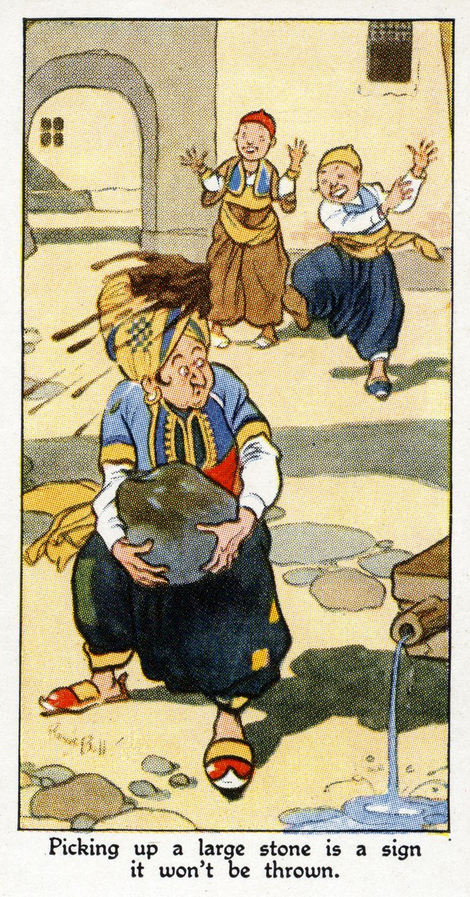 "Ison kiven poimiminen on merkki siitä, ettei sitä heitetä", 1931 tekijältä René Bull