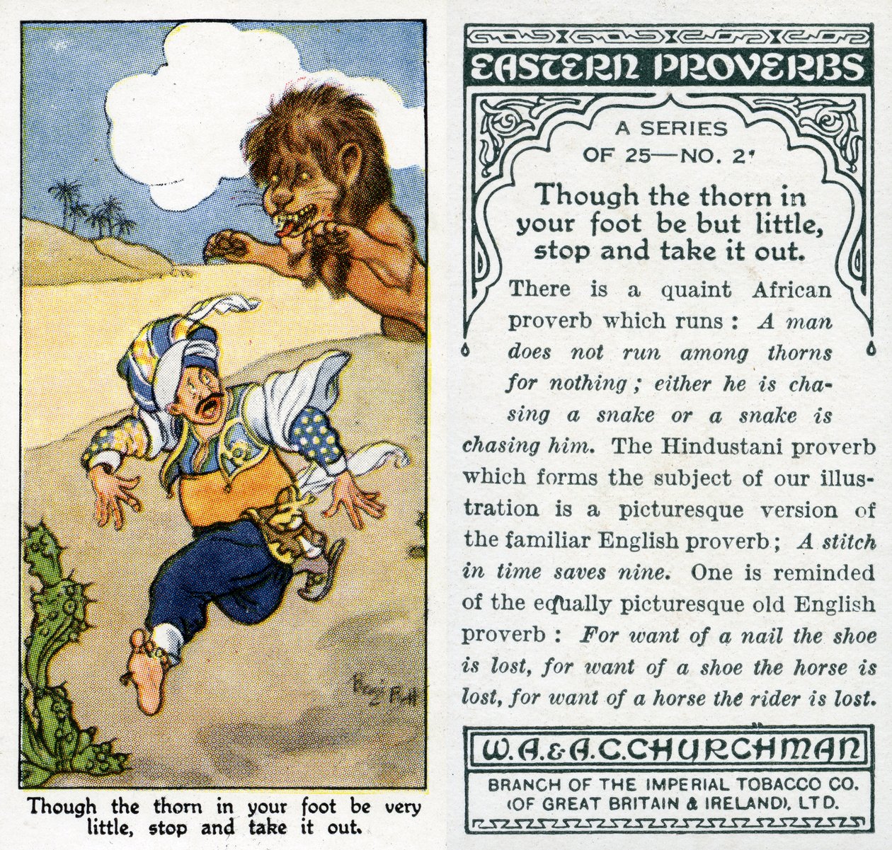 "Vaikka piikki jalassasi on hyvin pieni, pysähdy ja ota se pois", 1931 (katso myös 498222) tekijältä René Bull