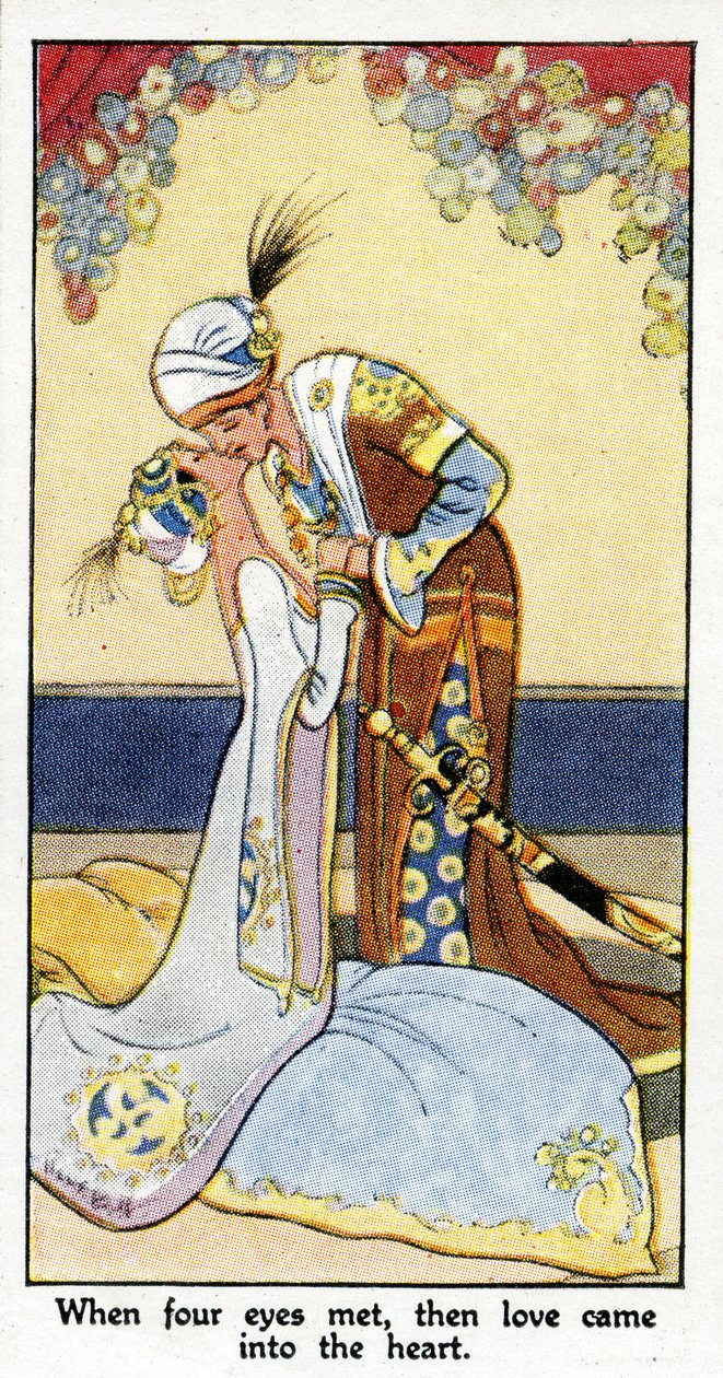 "Kun neljä katsetta kohtasivat, rakkaus tuli sydämeen", 1931 (katso myös 498203) tekijältä René Bull