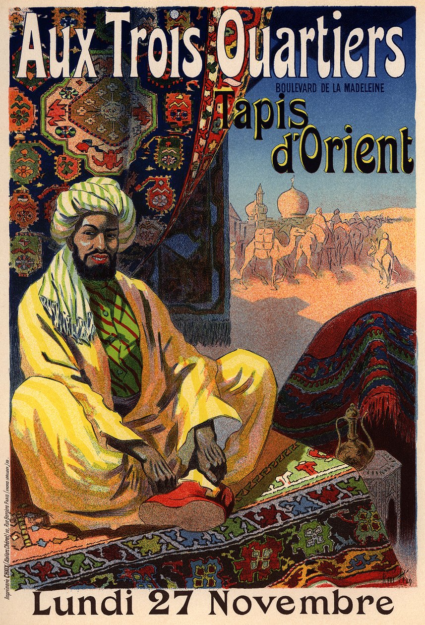 Three Quarters - Itämainen mattojuliste, 1890-luku tekijältä René Louis Péan