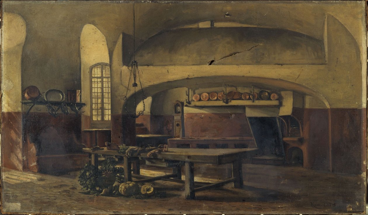 Maisons-sur-Seinen linnakkeen keittiöt, n. 1881 -1891 (öljy) tekijältä René Maurice Fath