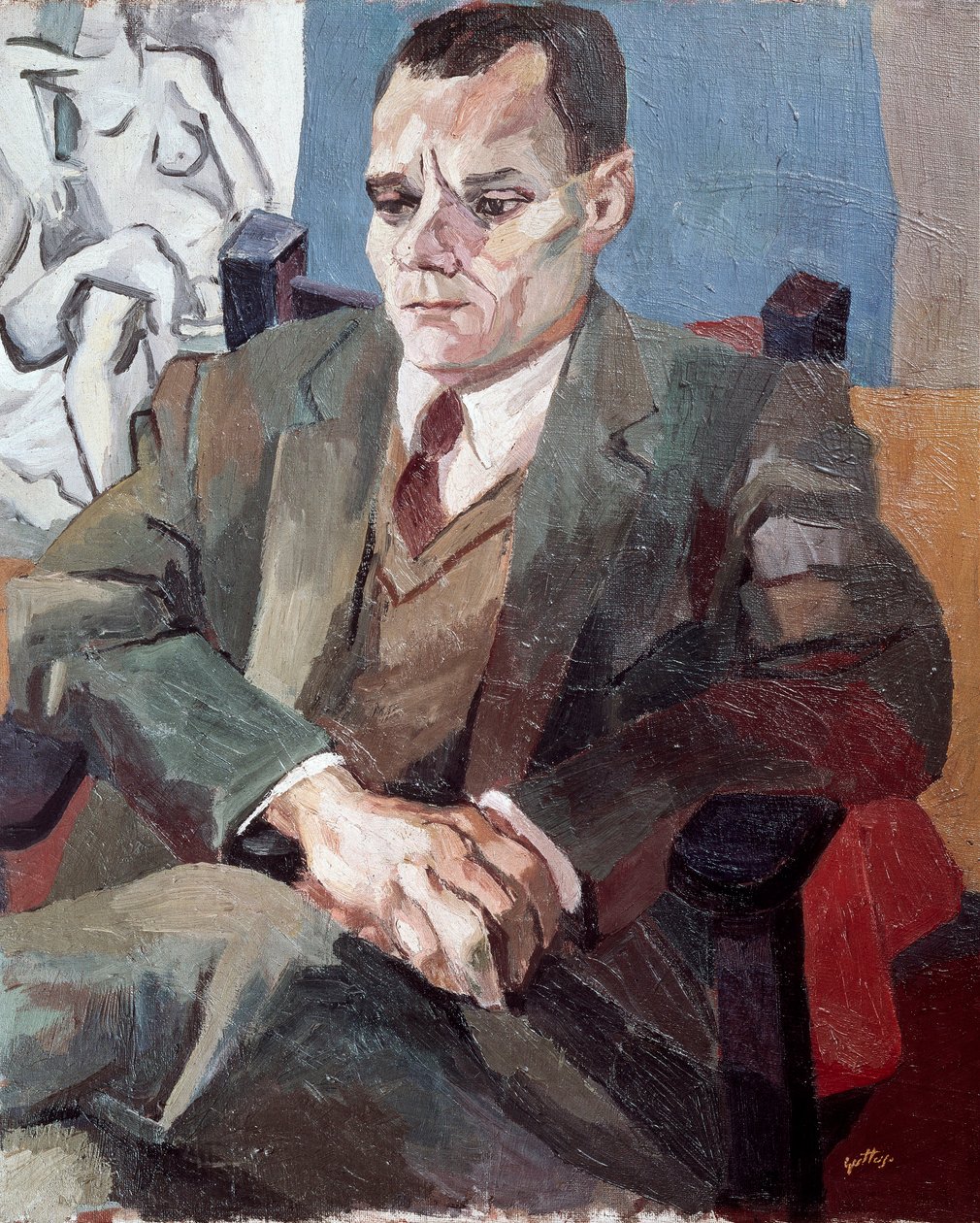 Alberto Moravian (1907-1990) muotokuva, italialainen kirjailija. tekijältä Renato Guttuso
