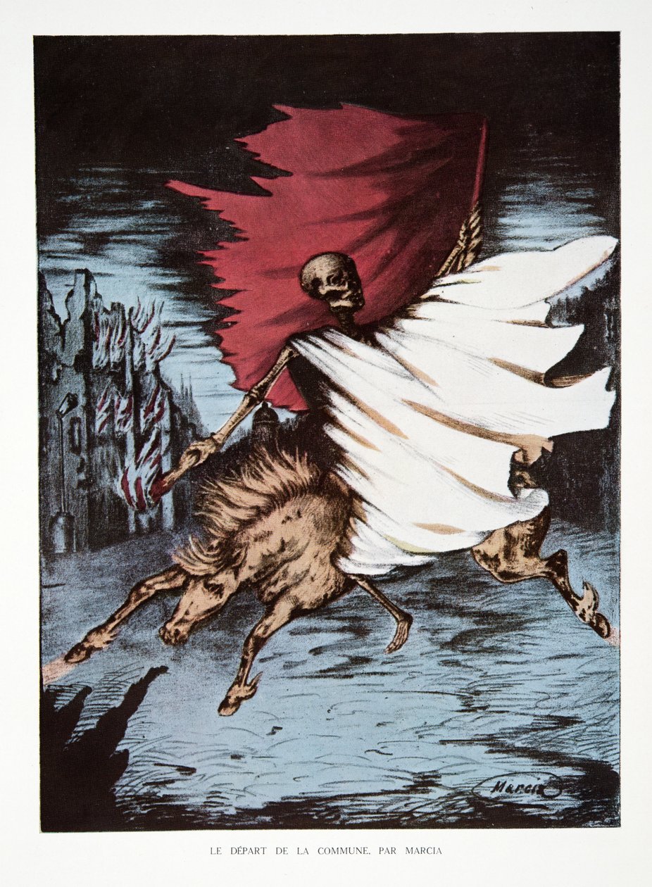 Kommuunin lähtö, kolmannen tasavallan historiasta, osa. I, Poliittinen historia, pub.1933 (väri litho) tekijältä Renaux Ed