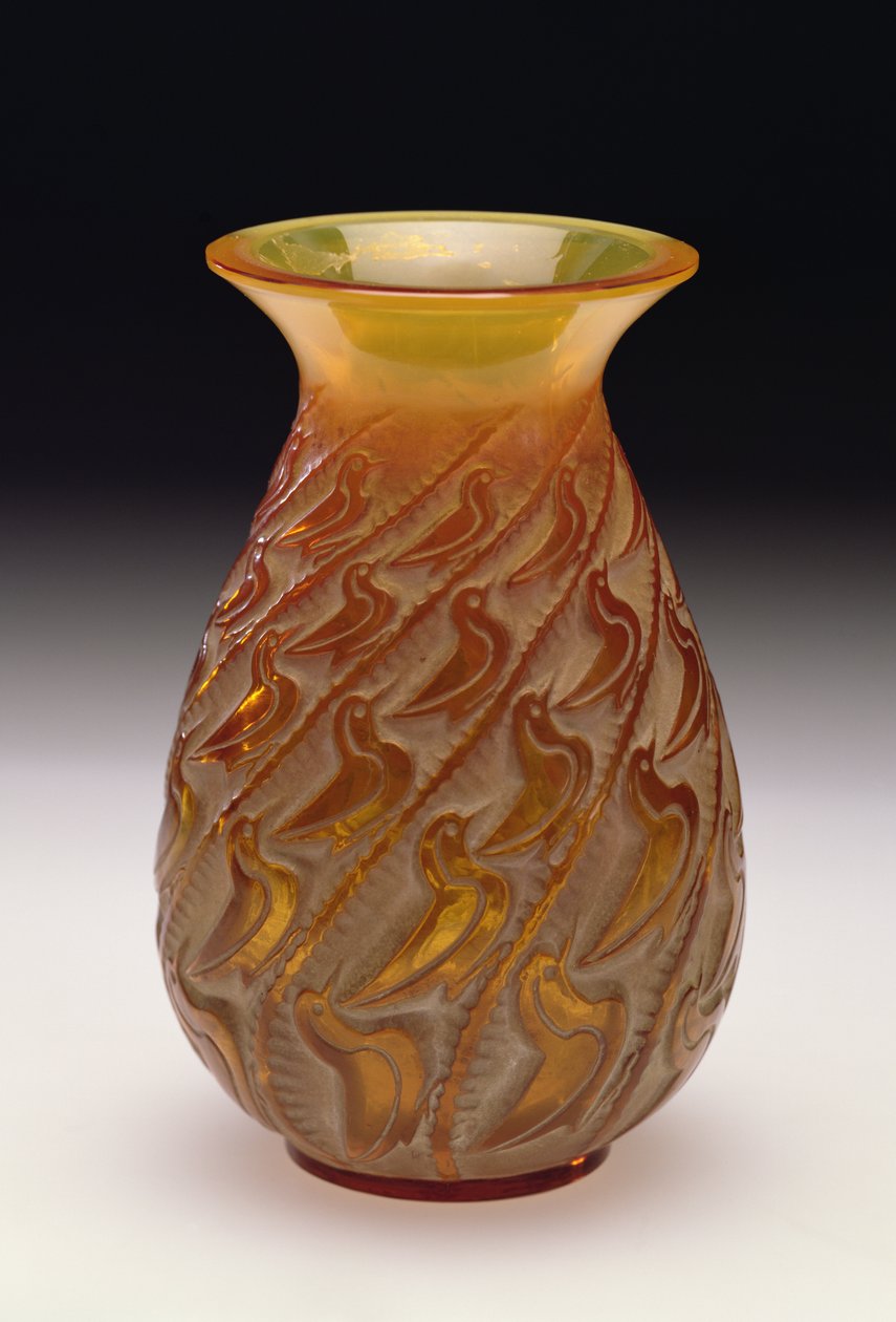 Ducks Maljakko, 1931 (valkoinen patina voileipälasilla) tekijältä Rene Jules Lalique
