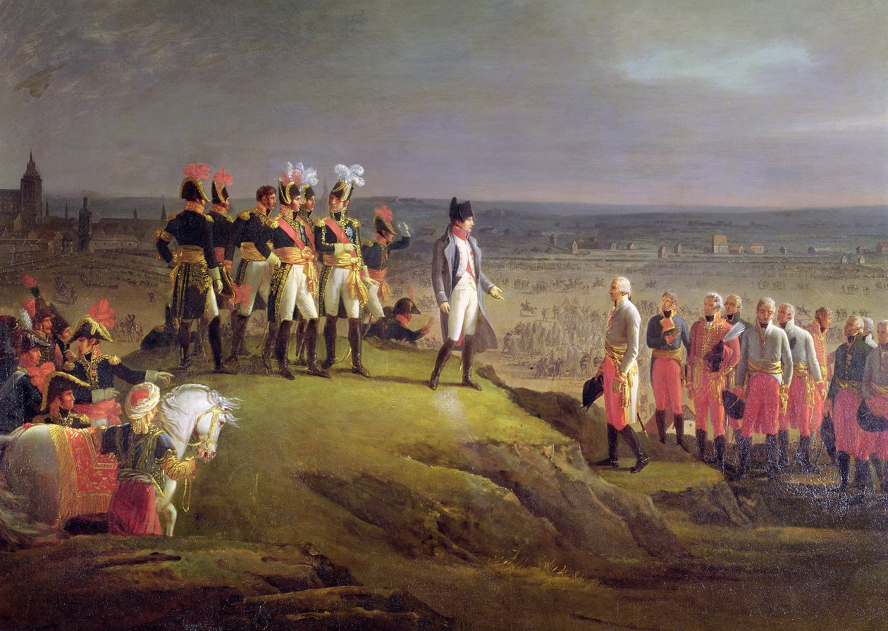 Napoleon I (1769-1821) otti vastaan kenraali Mackin (1752-1828) Ulmin antautuessa, 20. lokakuuta 1805, 1806 (yksityiskohta 166301) tekijältä Rene Theodore Berthon