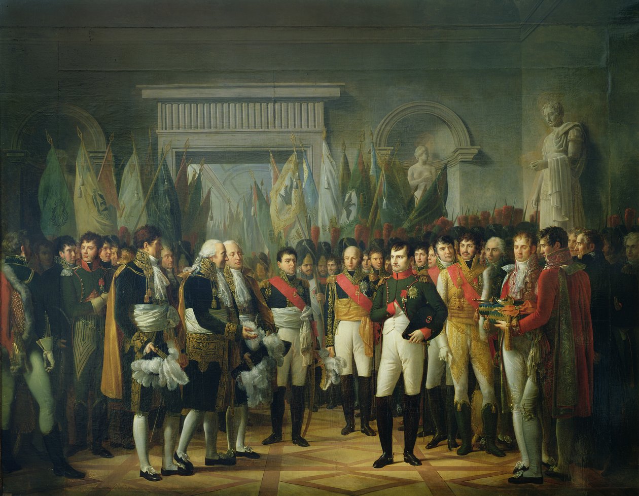 Napoleon I (1769-1821) vastaanottaa konservatiivisen senaatin edustajat Berliinin kuninkaallisessa palatsissa 19. marraskuuta 1806 tekijältä Rene Theodore Berthon