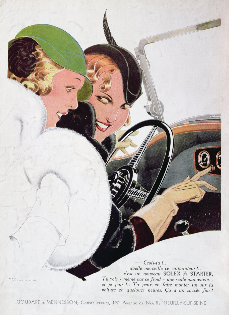 Mainos Solex-kaasuttimista, Vogue-lehdestä, tammikuu 1932 tekijältä Rene Vincent