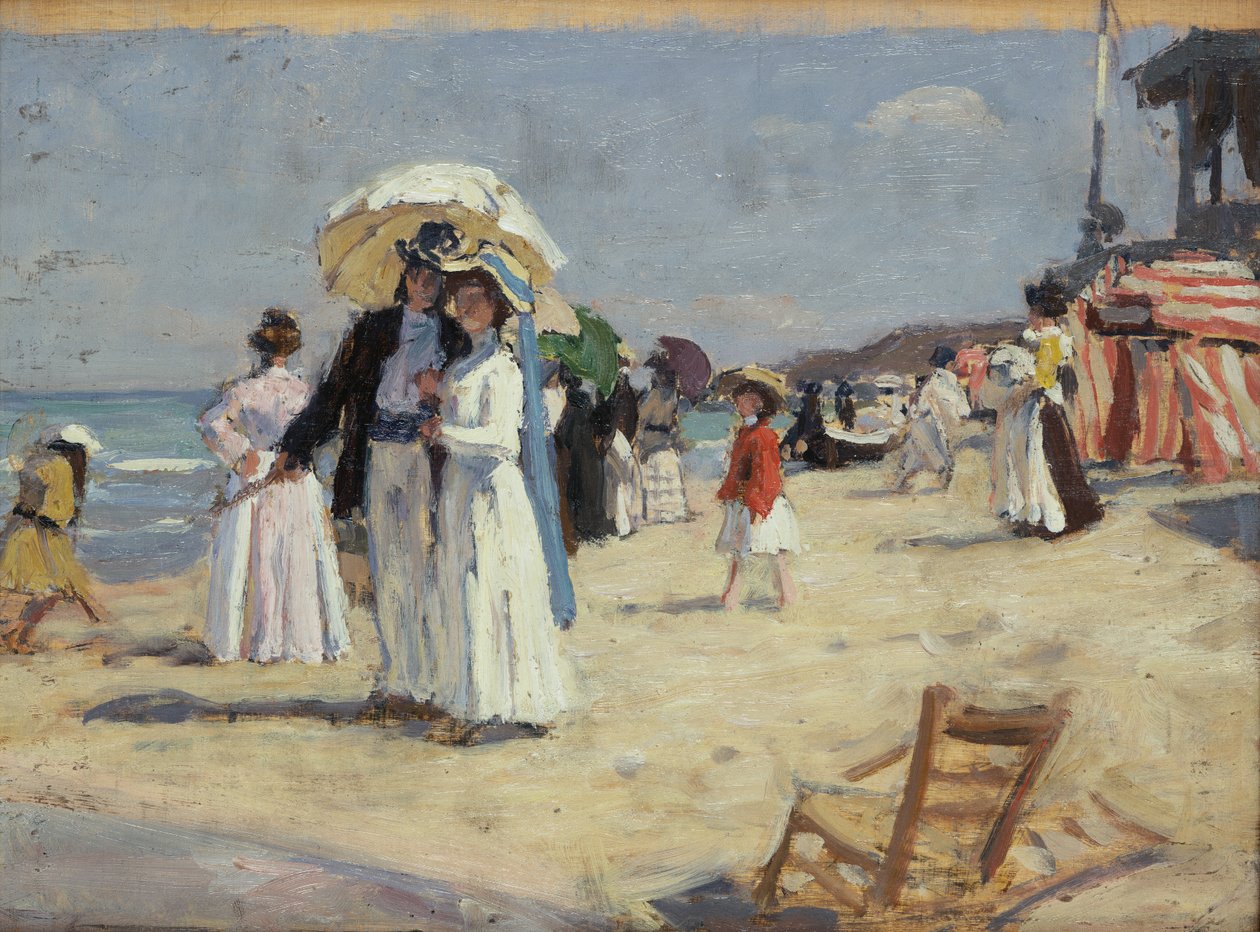 Pariskunta Cabourgin rannalla (öljy kankaalle) tekijältä René François Xavier Prinet
