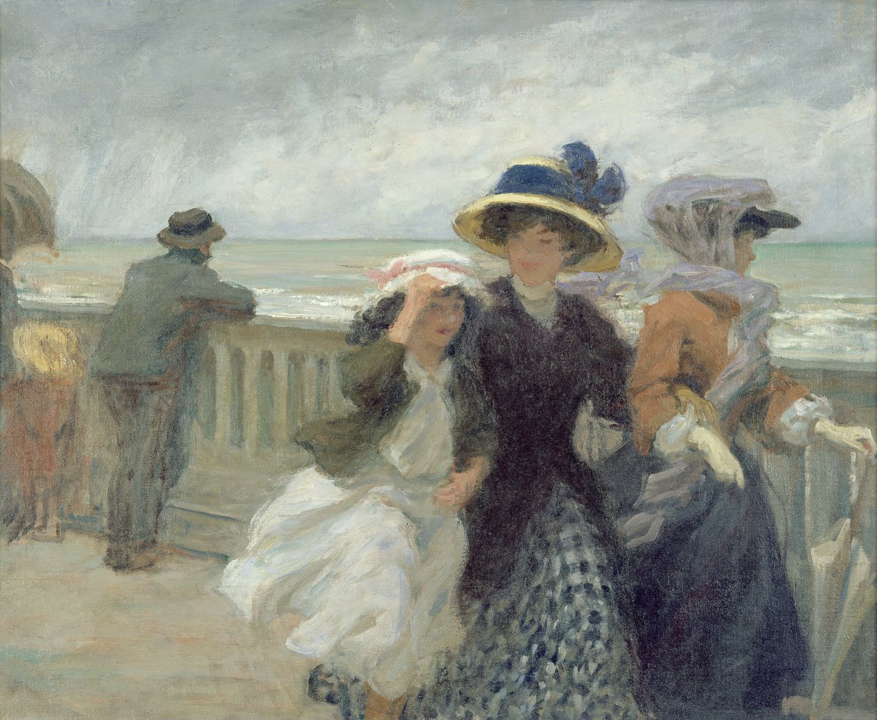 Gale on the Seafront (öljy kankaalle) tekijältä René François Xavier Prinet
