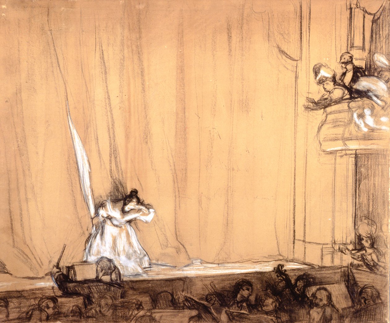 Le Salut de la Divette (kynä ja valkoinen liitu paperille) tekijältä René François Xavier Prinet