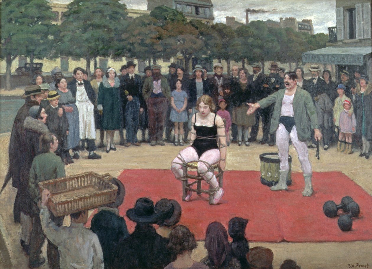 The Travelling Performers, n. 1928-30 (öljy kankaalle) tekijältä René François Xavier Prinet