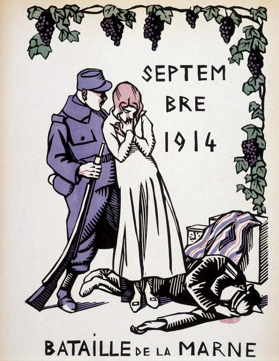 Syyskuu 1914: Marnen taistelu - piirustus Herman Paul, "" Calendar of War"" toim. 1916 tekijältä Rene George Hermann Paul