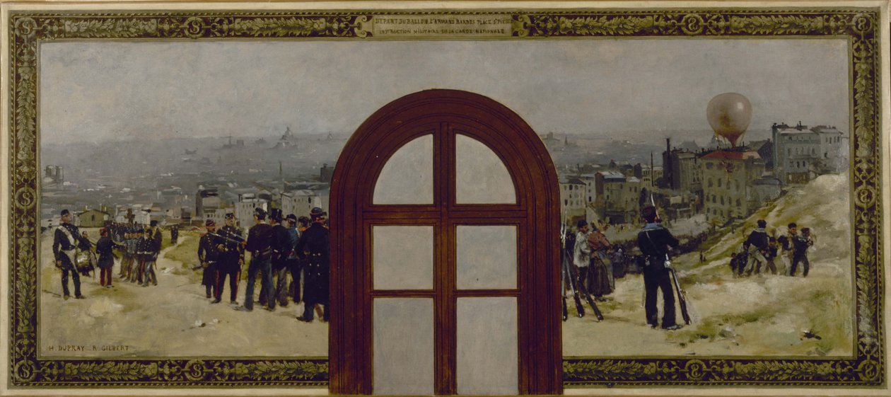 Luonnos Pariisin kaupungintalon prefektuurin toimistoa varten: Armand Barbès -pallon lähtö, kansalliskaartin ohjeistus tekijältä Rene Joseph Gilbert