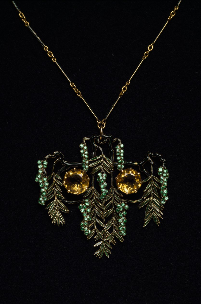 Art Nouveau: kaulakoru kultaa, topaasia ja emaleja. Atelier rene Lalique. 1900 Parma, yksityinen kokoelma tekijältä Rene Jules Lalique