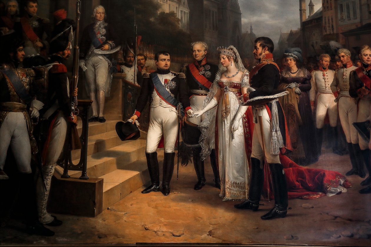 Napoléon ottaa vastaan Preussin kuningattaren Tilsittissä tekijältä Rene Theodore Berthon