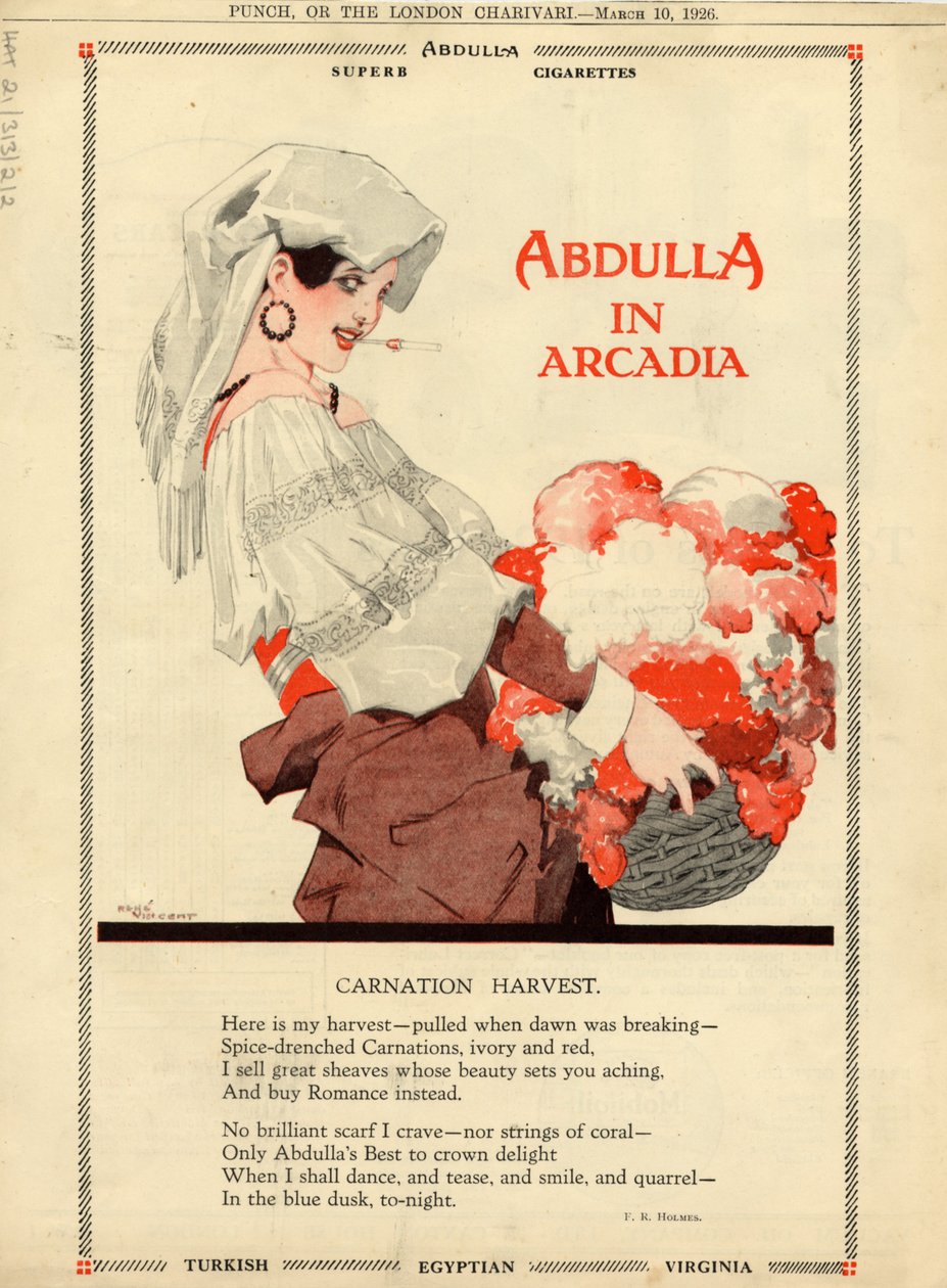 Abdulla-savukkeet, 1926 tekijältä Rene Vincent
