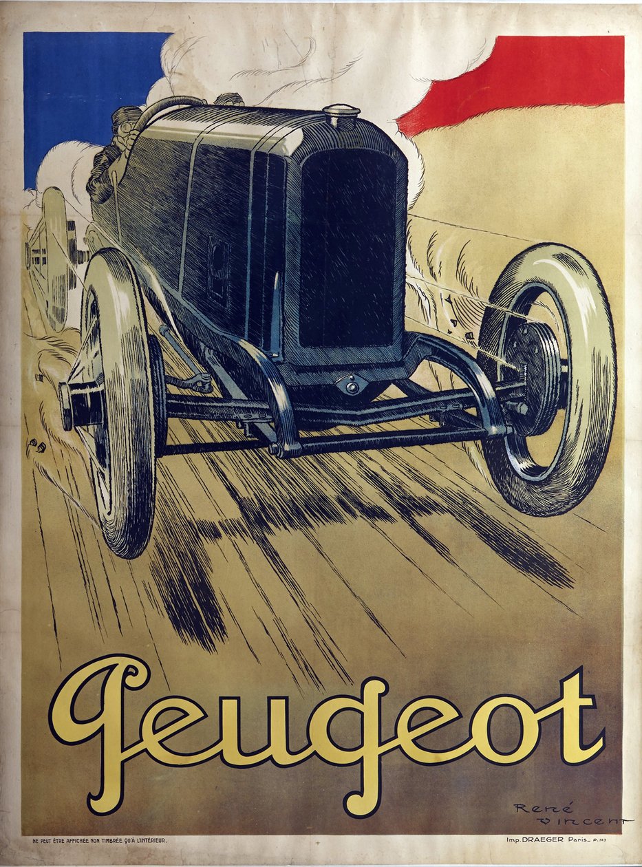 Peugeot - Vincent, Rene (1879-1936) - 1912 - Värilitografia - 160x120 - Yksityiskokoelma tekijältä Rene Vincent